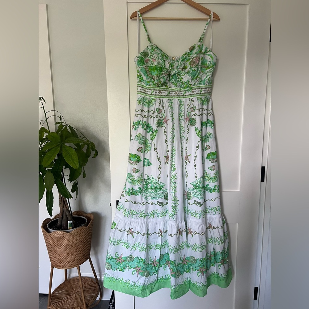 NWT Janae Cotton Poplin Ship To Shore Print Sweetheart Dress